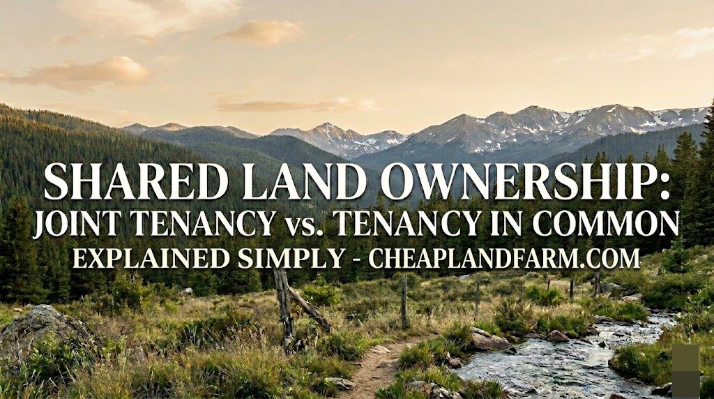 Beautiful Colorado forest and mountain landscape explaining joint tenancy vs tenancy in common land for CheapLandFarm.com