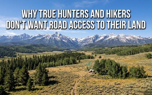 Hiker walking across remote mountain land without road access in Colorado