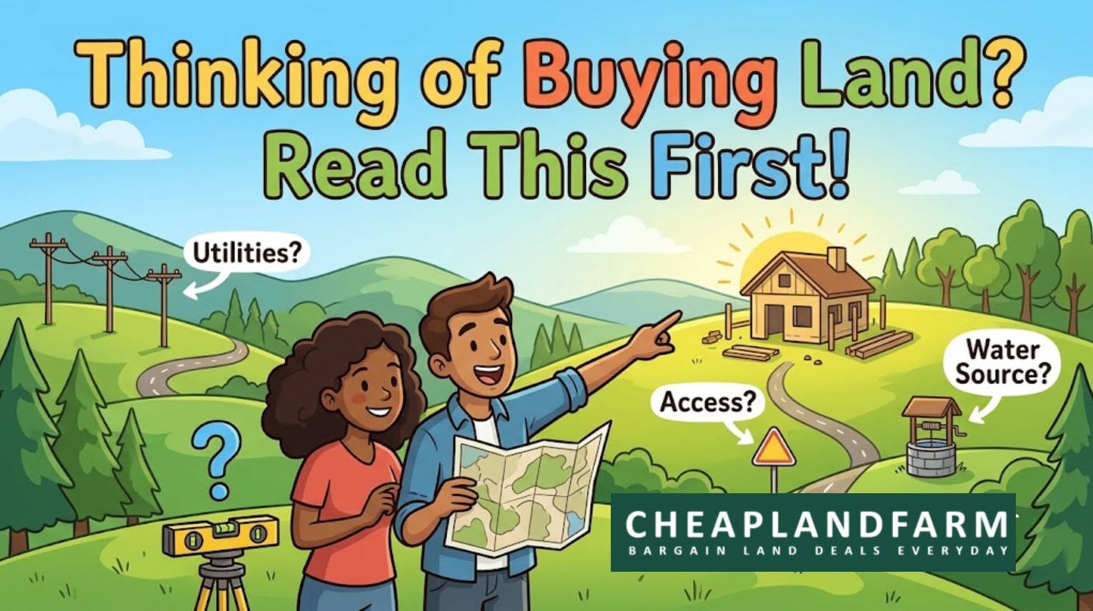 First-time land buyer inspecting raw